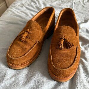 Blackstock & Weber Clásico Tassel Loafer, Tobacco Suede, Crepe - Size 10